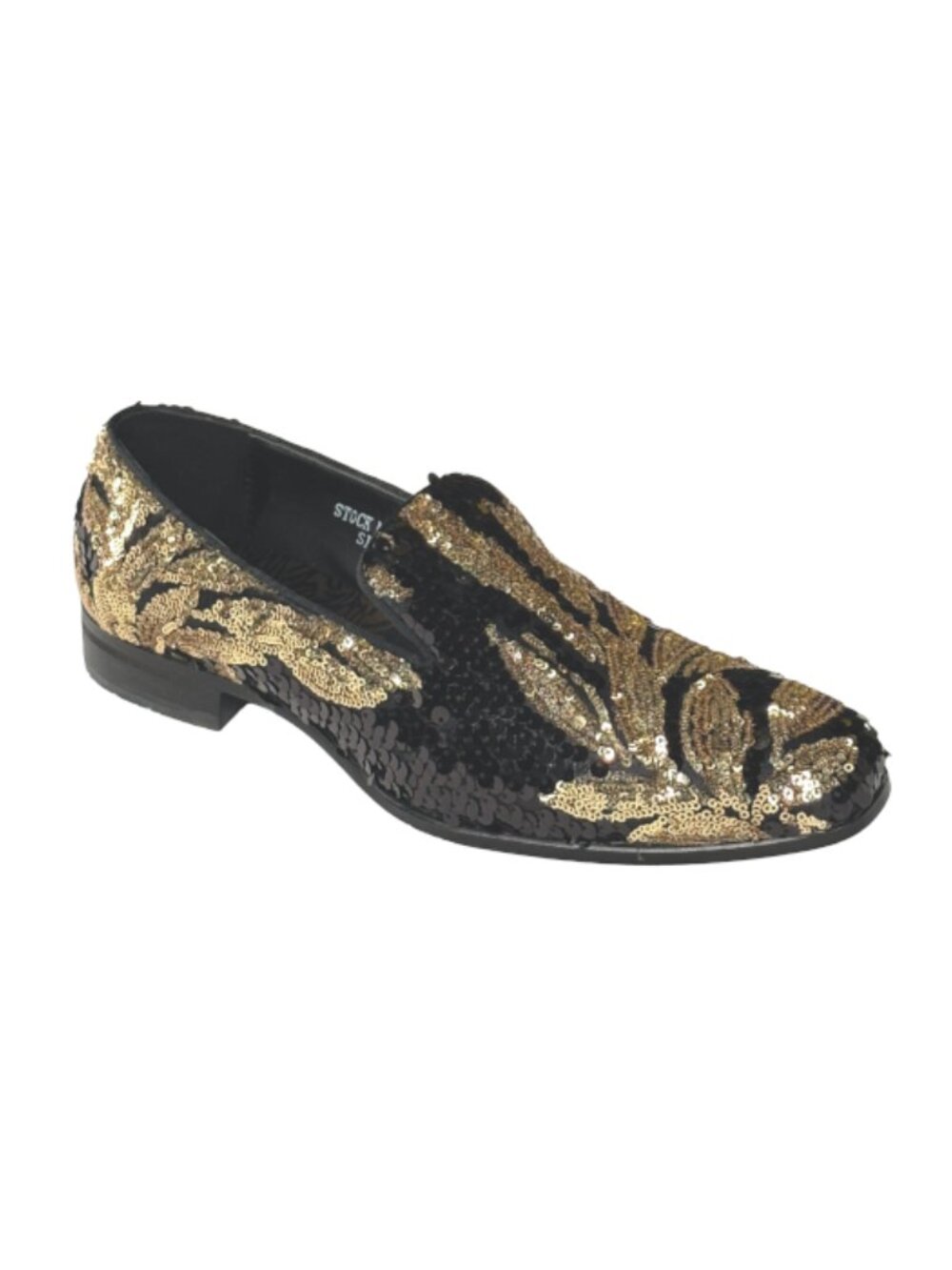 After Midnight 6733 Men’s Black Sequin Smoking Slip-on Dress Loafers - Picture 2 of 4
